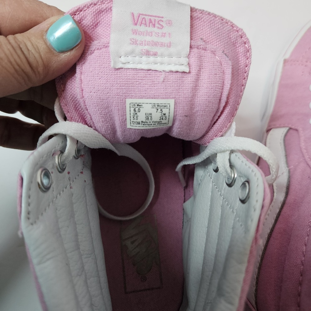 Vans Off The Wall Skate Board Shoes High Top Pink White Womens Sz 7.5 mens Sz 6 - Picture 6 of 6
